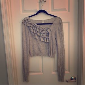 Gray ruffle cardigan